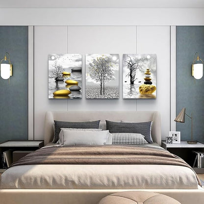 TTHYUEWS Inspiration Canvas Art For Living Room, Bedroom & Office - 3 Piece Black & White Nature Landscape Wall Pictures Prints