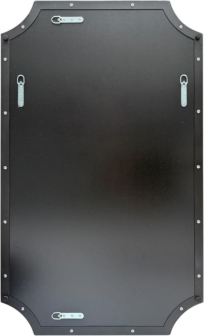 POZINO Rectangle Beveled Mirror, 24"x40" Modern Bathroom Vanity Mirror for Over Sink, Matte Black Rounded Corner Oblong Mirrors for Living Room Bedroom Entryway, Horizontal or Vertical Hanging