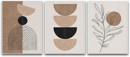 ZHBJSM Minimalist Abstract Wall Art Set of 3 Geometric Line Print Dual-Tone Earthy Tone Modern Scandinavian Boho Chic Decor for Bedroom Living Room Office 12x16 Inch Unframed