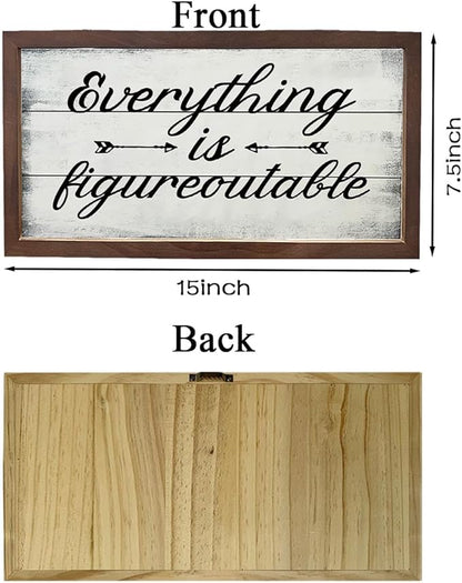 Inspiring Decor Signs, Home Office Decoration for Wall, Decorative Wooden Signs and Plaques, Wooden Framed Wall Decor, Everything is Figureoutable Sign 15×7.5×0.3 inches