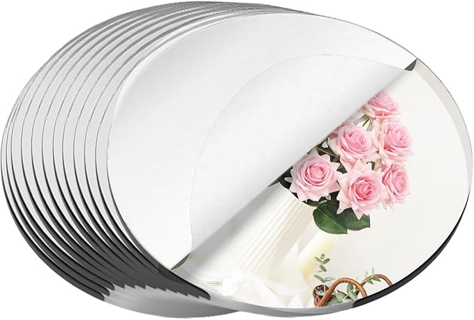 12PCS Acrylic Round Mirrors for Centerpieces for Tables, Round Mirrors Trays Plates for Centerpieces,Wedding Anniversary Christmas Valentine Christmas Party Decorations (6inch/15cm)