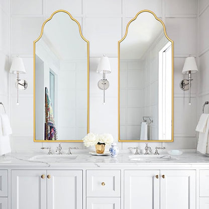 Chende Arch Mirror for Wall Decor, Large Gold Wall Mirror for Entryway, 47" X20'' Modern Elegant Mirror for Bathroom, Bedroom, Living Room