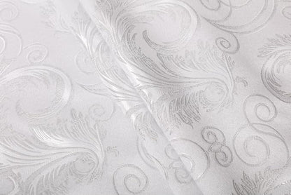 GLORY RUGS Jacquard Luxury Window 2 Panel Set White Curtain with Attached Valance and Backing Bedroom Living Room Dining 2 Curtains 55x84 inches Each Jana