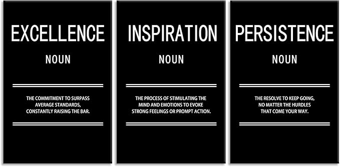 Inspiration Excellence Persistence Inspirational Canvas Wall Art Creation Motivational Poster Painting Modern Inspiring Artwork for Office Home Living Room Stretched and Framed[48''Wx 24''H]