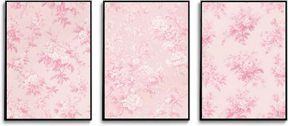 LYPHNX Pink Chinoiserie Flower Poster Wall Art light Pink Love Shack Fancy Canvas Decor Paintings Set of 3 Blush Pink Painting Pictures Home Decor for bedroom Living room Bathroom 16"x24" Unframed