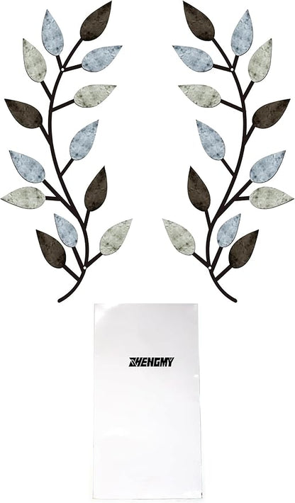 Zhengmy 2 Pieces Metal Tree Leaf Wall Decor Vine Olive Branch Leaf Wall Art Living Room, Hallway Wall Decor Outdoor Decoration(Pastel Colors)