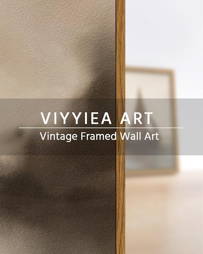 VIYYIEA Framed Canvas Wall Art Home Decor Aesthetic for Living Room, Vintage Wall Art, Framed Prints Painting Abstract Artwork Bedroom Pictures Kitchen, Gifts for Friends or Family - Haze, 16L x 12W