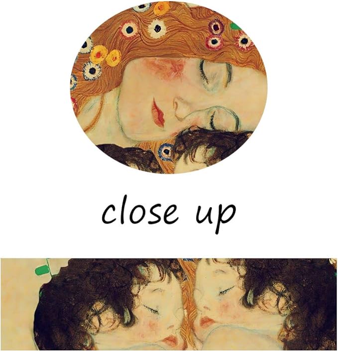 Mother Love Twin Baby Canvas Paintings Wall Art Decor for Living Room Gustav Klimt Nordic Style Posters Printing Pop Art Pictures Stretched and Framed Ready to Hang Home Decoration(24''W x 36''H)