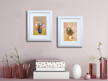 8x10 Picture Frame Set of 2 Made of Solid Wood Photo Frame with Real Glass for Pictures 5x7 with Mat or 8x10 Without Mat, Wall Mount or Tabletop Gallery Photo Frames in White
