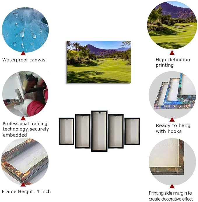 Beautiful Fairway At Indian Wells Golf Course Wall Art for Living Room Bedroom Bathroom Home Decorations Golf Course Canvas Prints Picture Poster Modern Artwork Framed Ready to Hang(18''H x 24''W)