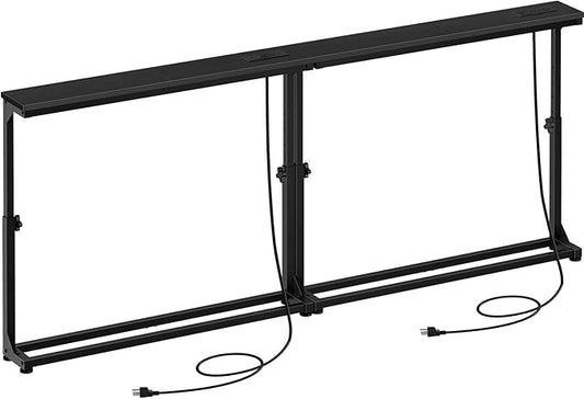 HOOBRO Narrow Console Table Set of 2 with Charging Station, Adjustable Height Sofa Table (25''-32.9''), Slim Behind Couch Table for Small Spaces, Entryway, Living Room, 78.8" Black BB95UXGP201