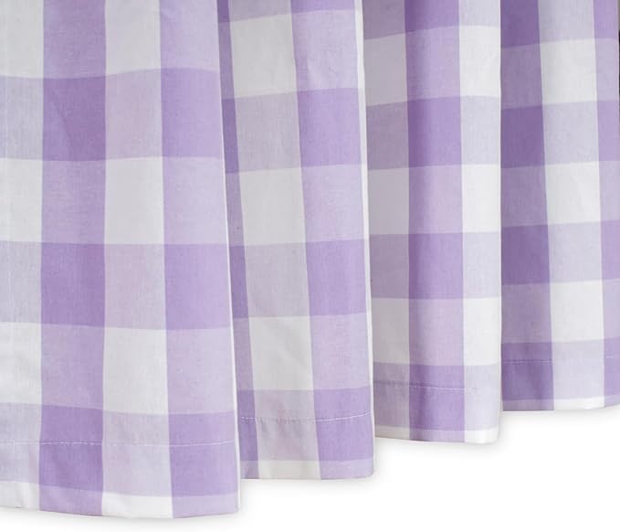 3 Pieces Tier Curtains and Valance Set Buffalo Check Kitchen Tiers Plaid Gingham Grommet Top Classic Short Small Cafe Curtains Country Farmhouse Cafe Bathroom 54"x18"/32"x24" Lilac & White