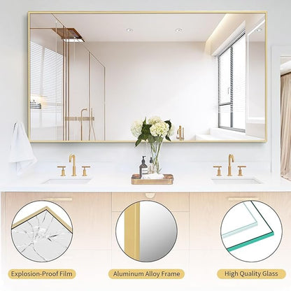 Koonmi 78"x35" Floor Mirror Full Length, Bedroom Floor Body Mirror with Stand, Large Gold Mirror, Leaning, Standing or Hanging Horizontally/Vertically