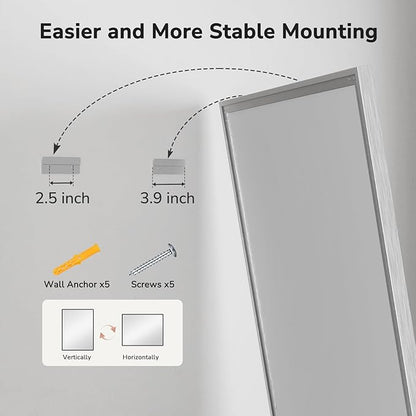 USHOWER Brushed Nickel Bathroom Mirrors for Over Sink 22x30 Inch, Metal Framed Rectangle Vanity Mirror for Wall, Bedroom, Living Room, Entryway, Anti-Rust, HD Tempered Glass, Horizontal/Vertical