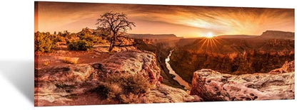 KREATIVE ARTS Large Canvas Wall Art Beautiful Landscape of Grand Canyon National Park Arizona USA Panoramic Sunset Moment Pictures Modern Home Decor Stretched and Framed Ready to Hang 55x20inch