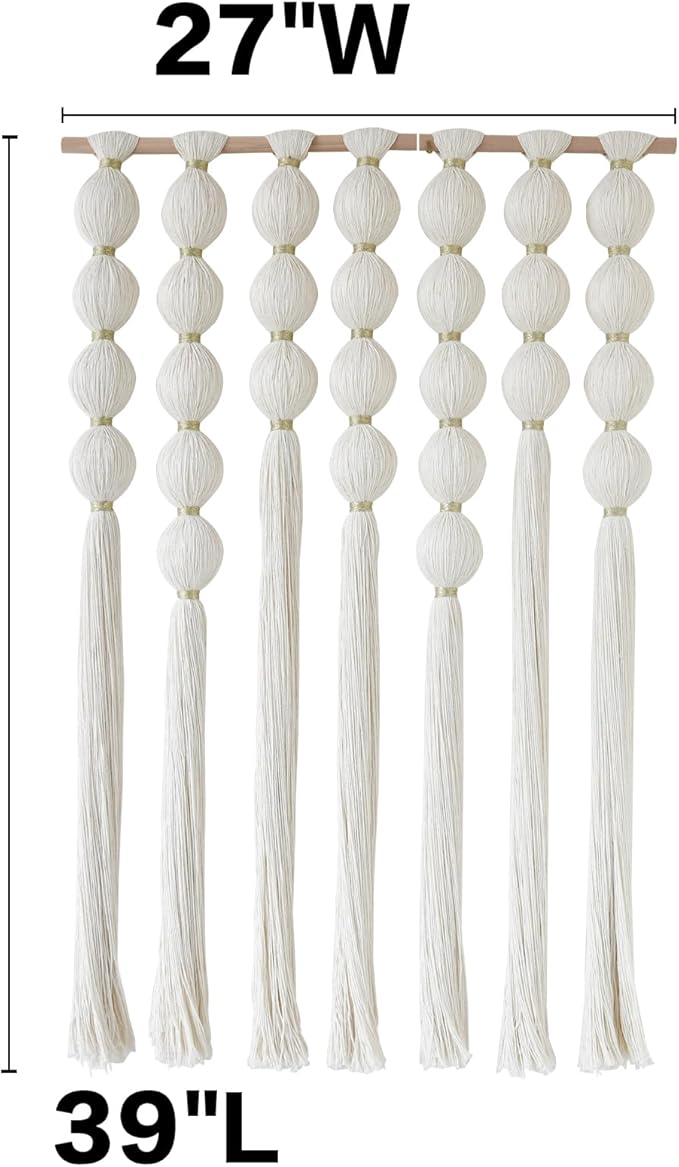 IOWER Macrame Wall Hanging Boho Wall Decor Ball Tassels Handmade Boho Woven Wall Decor for Living Room Bedroom Background 27" W x 39" L