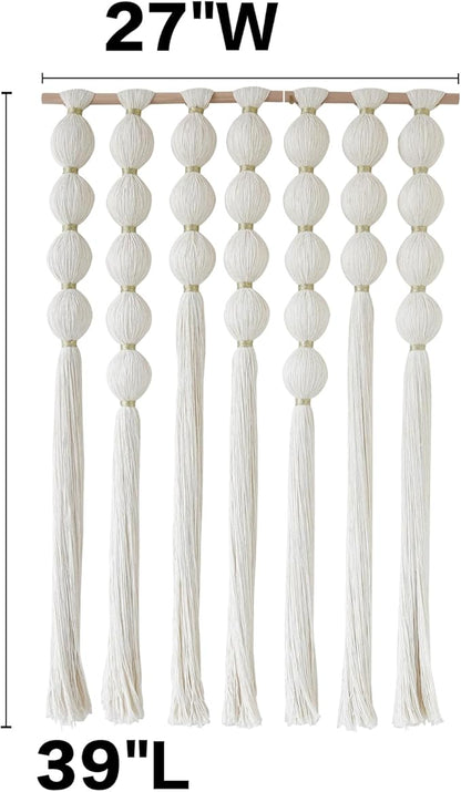 IOWER Macrame Wall Hanging Boho Wall Decor Ball Tassels Handmade Boho Woven Wall Decor for Living Room Bedroom Background 27" W x 39" L