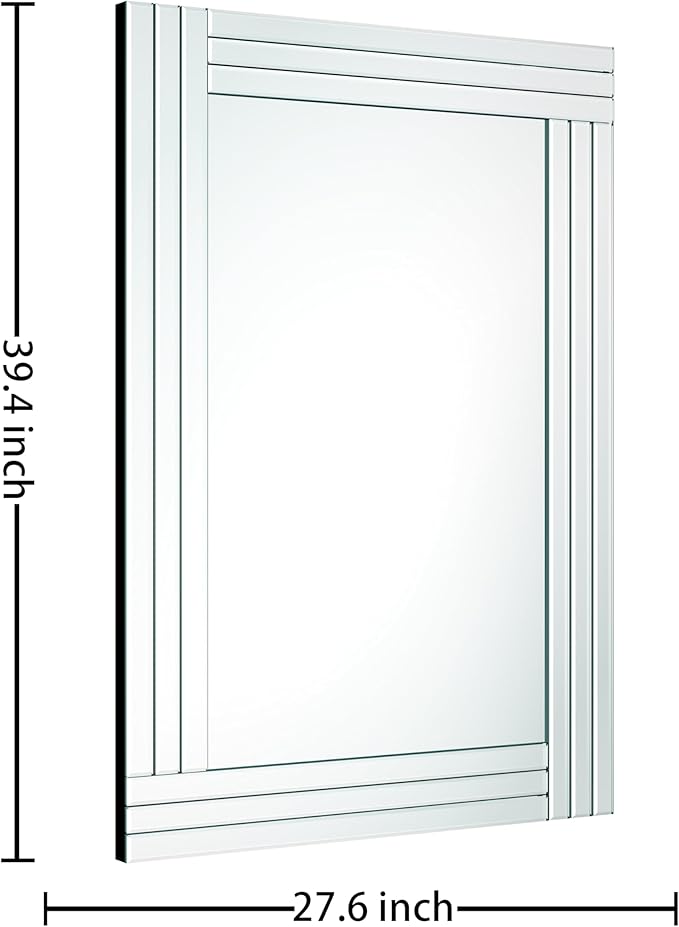 Decorative Wall Mirror Gorgeous Silver Mirror for bedrooms, bathrooms, entryways hallways, Living Room and Dining Room Walls “40x28”