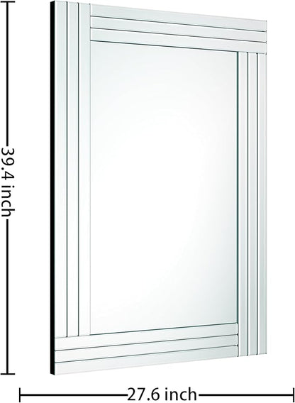 Decorative Wall Mirror Gorgeous Silver Mirror for bedrooms, bathrooms, entryways hallways, Living Room and Dining Room Walls “40x28”