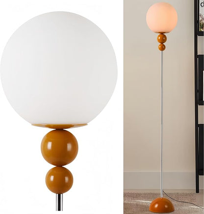 DEC LUCE DECOLUCE LIGHTING Modern Floor Lamps for Living Room, Globe Glass Shade Floor lamp for Bedroom, Standing lamp for Office, Corner(Orange)