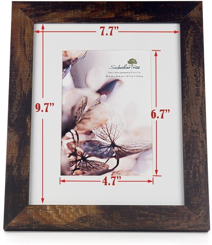 brown 8x10 Picture Frame with Mat,Display 8x10 without Mat or 5x7 with Mat