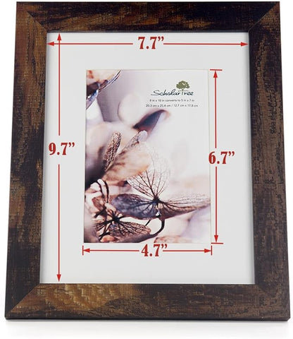 brown 8x10 Picture Frame set of 3,Display 8x10 without Mat or 5x7 with Mat Wall Gallery Photo Frames