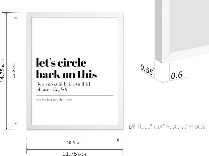 Poster Master Typography Poster - Retro Dictionary Print - Let's Circle Back on This Definition, Book Page, Funny - Gift for Colleague, Friend - Wall Decor for Home, Office, 11x14 White Framed