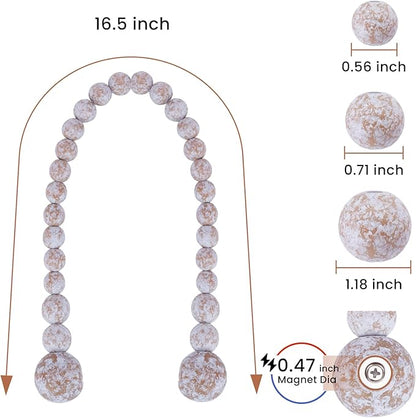 KLOGTSIND Magnetic Curtain Tiebacks, Curtain Tie Backs for Curtains 4 Pack, Wood Bead Curtain Tiebacks, Curtain Holders for Boho Bedroom Decor, Baby Nursery Decor, Farmhouse Decor