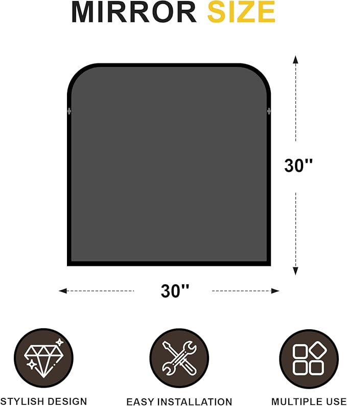 Bathroom Vanity Mirror for Wall, 30" x 30" Black Metal Framed Bathroom Mirror for Over Sink, Living Room, Bedroom, Entryway, Mantel, Fireplace Decor