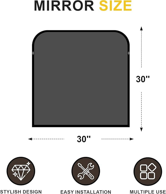 Bathroom Vanity Mirror for Wall, 30" x 30" Black Metal Framed Bathroom Mirror for Over Sink, Living Room, Bedroom, Entryway, Mantel, Fireplace Decor