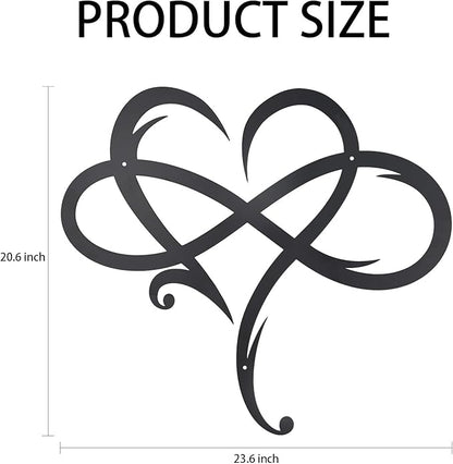 OYEFLY Infinity Heart Metal Wall Decor,Infinity Heart Wall Decor for Room Living,Wedding Decor (Black, style1 23.6 x 20.6in)