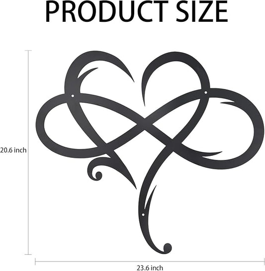 OYEFLY Infinity Heart Metal Wall Decor,Infinity Heart Wall Decor for Room Living,Wedding Decor (Black, style1 23.6 x 20.6in)