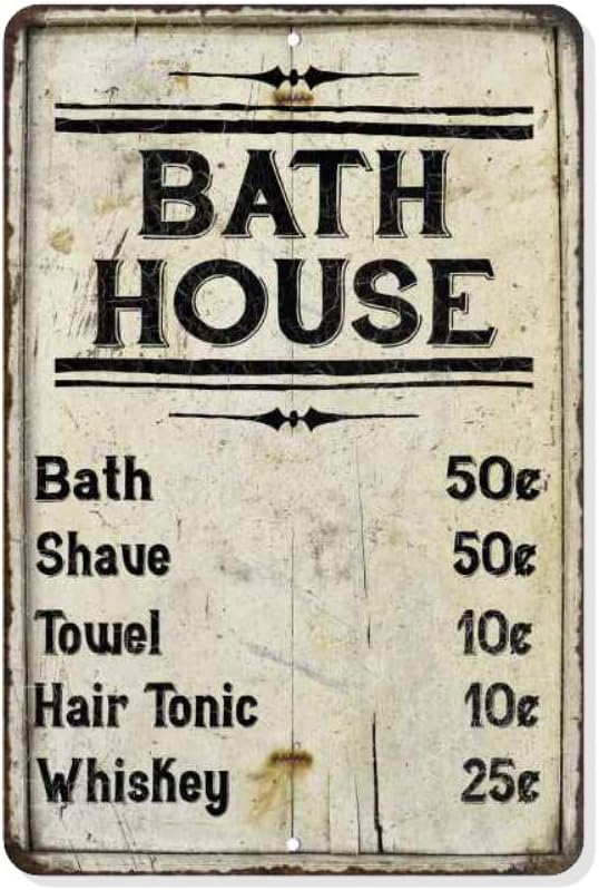 Chico Creek Signs Bath House Price List Sign Vintage Decor Signs Shower Shave House Farmhouse Rustic Bathroom Decorations Wall Art Tin Bathhouse Metal Gift 12 x 18 Matte Finish 112180020175