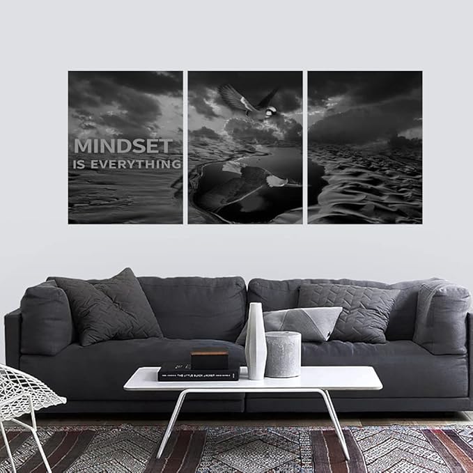 Yetaryy 3 Panels Inspirational Canvas Painting Motivational Wall Art Success Framed Poster Grind Hustle Positive Quotes Wall Poster Office Inspirational Wall Décor 60''W x 28''H (Animals-HeiYing-3L)