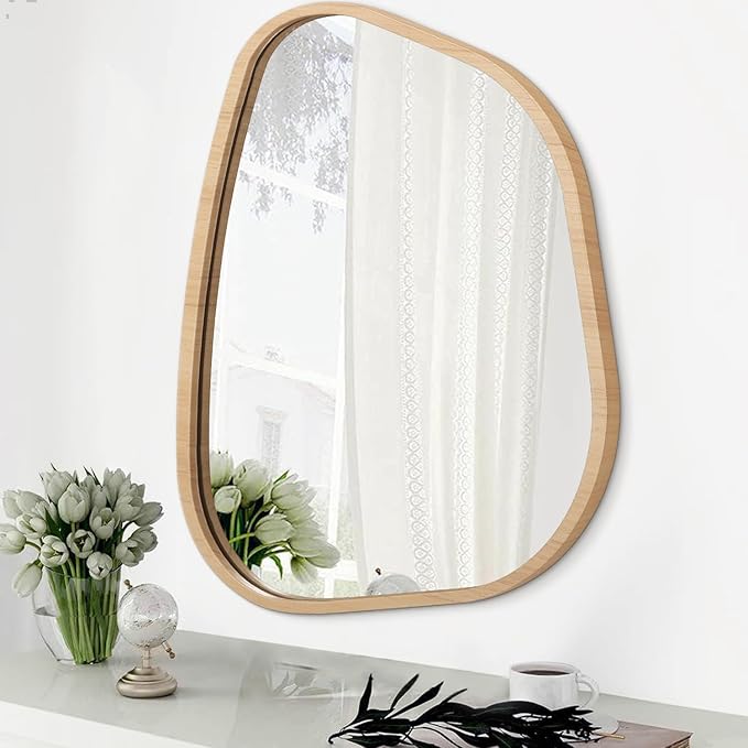 Asymmetrical Irregular Mirror Wall Mounted, Unique Vanity Mirror, Shaped Dressing Boho Mirror Decorative for Living Room, Bathroom, Bedroom, Entryway Wall Decor 14'' x 10''