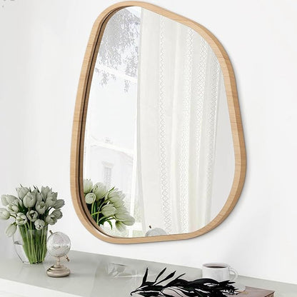 Asymmetrical Irregular Mirror Wall Mounted, Unique Vanity Mirror, Shaped Dressing Boho Mirror Decorative for Living Room, Bathroom, Bedroom, Entryway Wall Decor 14'' x 10''