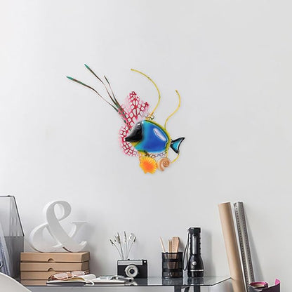 dreamskip Sea Fish Metal Beach Wall Decor Art, Blue Ocean Themed Wall Sculpture, Coastal Outdoor Decor For Pool, Garden, Fence, Patio, Bathroom Indoor Decoration
