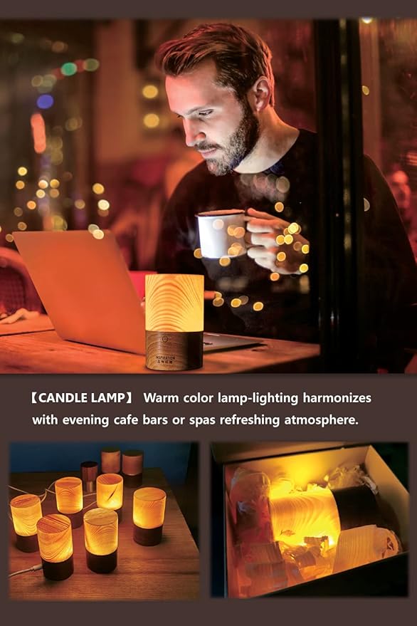 LED Wood Lamp Portable Touch Sensor-Controlled Night Lamps with Adjustable 3-Level Brightness Warm Light for Bedside/Candle-lit Dinner/Coffee Shops and Bars/Courtyard/Camping
