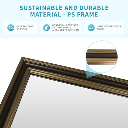 Retro Copper Effect Framed Wall Mirror, 20x30 Rectangle Mirror, Anti-desilvering Tempered Glass, Sustainable& Sturdy Frame, Farmhouse Mirror, Anti-Rust, 3min Fast Setup for Bathroom Living Room