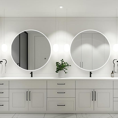 White Round Mirror 30 inch, White Circle Mirror, Round Bathroom Mirrors Metal Frame, Circle Wall Mirrors for Bathroom, Living Room, Hallway, Vanity, Over Sink