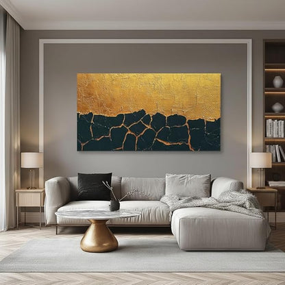 Iallbin Abstract Canvas Wall Art, Large Wall Art for Living Room, for Wall Modern Paintings Wall Decor Living Room (Abstract, Black and Yellow, 48L x 24W)