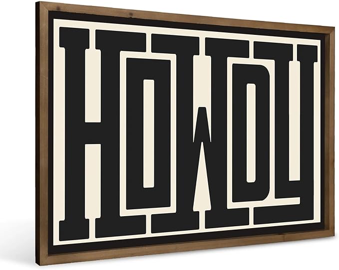 Howdy Wall Art, 23.6x15.7 Inchs Wooden Howdy Sign Western Cowboy Wall Decor, Southwestern Living Room Bedroom Bathroom Home Decorations