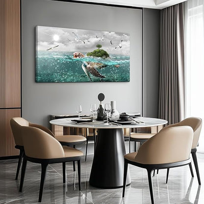 Canvas Wall Art For Living Room Large Size Wall Decor For Bedroom Artwork For Walls Pictures Sea Turtles Canvas Art Prints Bathroom Decoration Blue Ocean Paintings Ready To Hang Room Home Decorations
