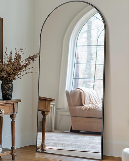 Antok Full Length Mirror, 71"x28" Arched Floor Mirror, Mirror Full Length with Stand, Wall Mounted Mirrors for Living Room Bedroom,Black