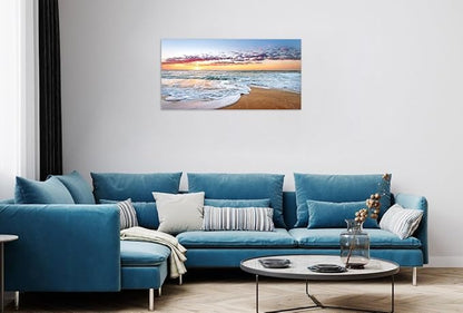 TutuBeer 1 Panels Beach Home Beach Decor for Home Beach Decorations White Beach Sunrise with Deep Blue Sky Beach Pictures of the Beach Kitchen Decor Beach Decorations for Home Decor 20" x 40" x 1