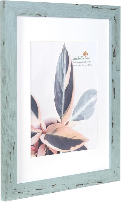 Blue 11x14 Picture Frame set of 2, Display 11x14 without Mat or 8x10 with Mat，Wall Gallery Photo Frames