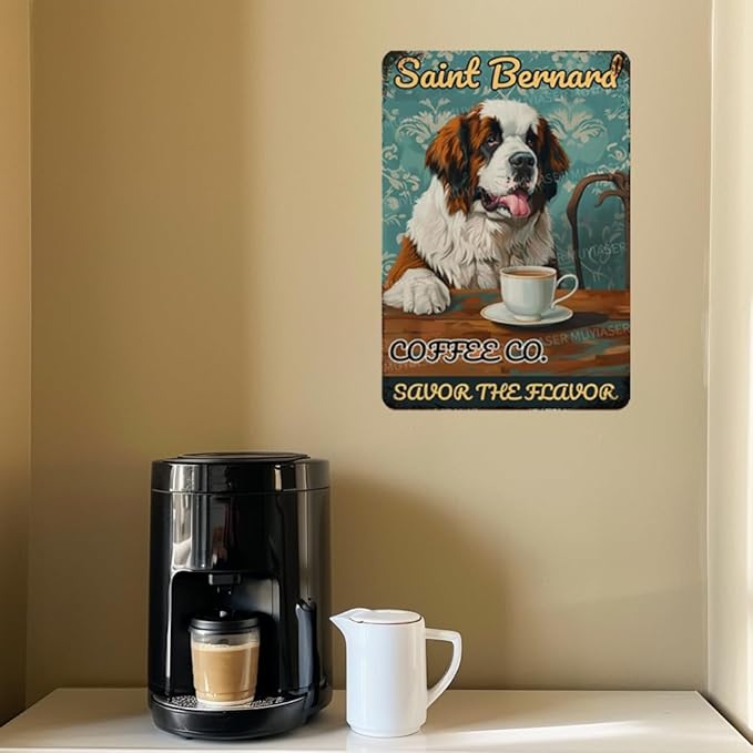 Metal Signs Saint Bernard Coffee Co Vintage Signs Retro Aluminum Tin Sign for Toilet Washroom Garden Home Bar Cafe Decor 8x12 Inch