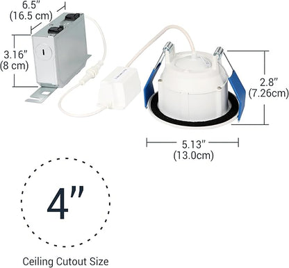 HALO 4 in Smart Wi-Fi Canless LED Recessed Downlight Connected by WiZ Pro with Adjustable Gimbal, Dimmable Full Color Changing, SpaceSense Motion Detection, Smart Home Compatible - RAWZC409