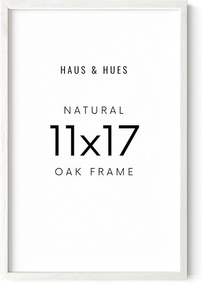 HAUS AND HUES White Oak Wood 11x17 Picture Frame - Natural Frame for Posters and Photos (White Oak Frame)
