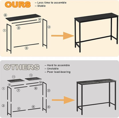 Timberer 39.4” Console Table, Hallway Entrance Table Sofa Table Behind Couch, for Living Room, Entryway, Easy Assembly, Accent Table, Black